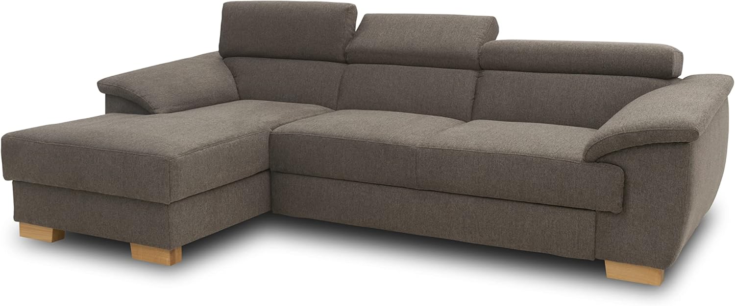 DOMO. collection Sofa David, Ecksofa mit Rückenfunktion, Eckcouch, Funktionssofa in L-Form mit Federkern, Longchair Links, 272 x 166 x 78 cm (BxTxH), braun