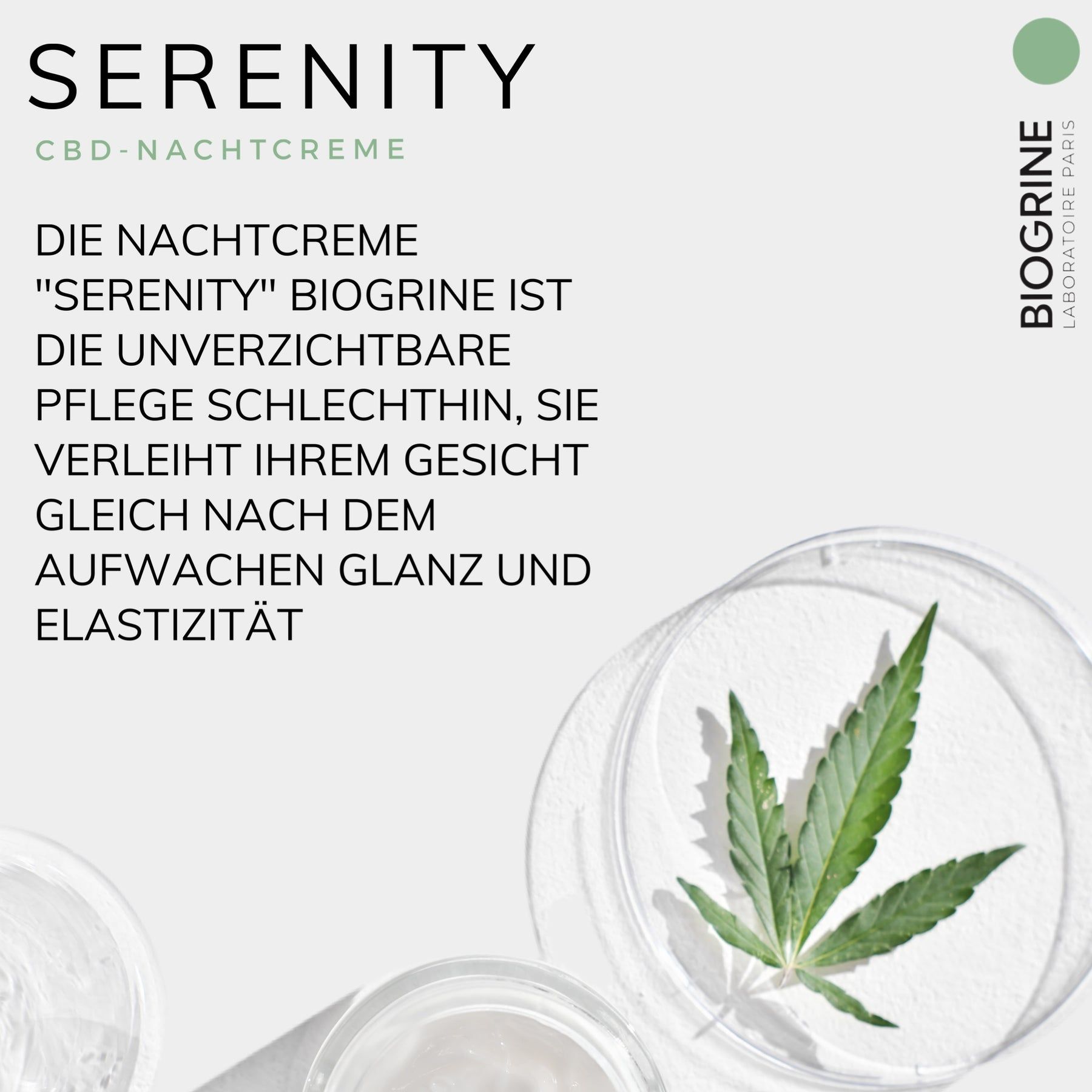 BIOGRINE „SERENITY“ REVITALISIERENDE CBD-NACHTCREME GRÜNER TEE