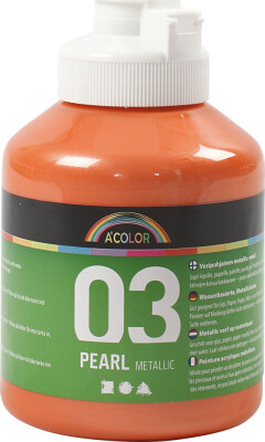 A-Color - Skole Akrylmaling - Metallic - Orange - 500 ML
