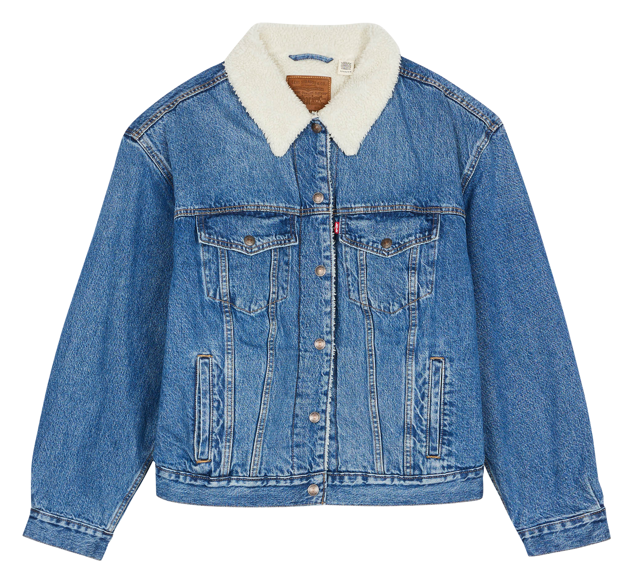 PL 90S SHERPA TRUCKER - Veste en jean et fausse fourrure en coton | Bleu
