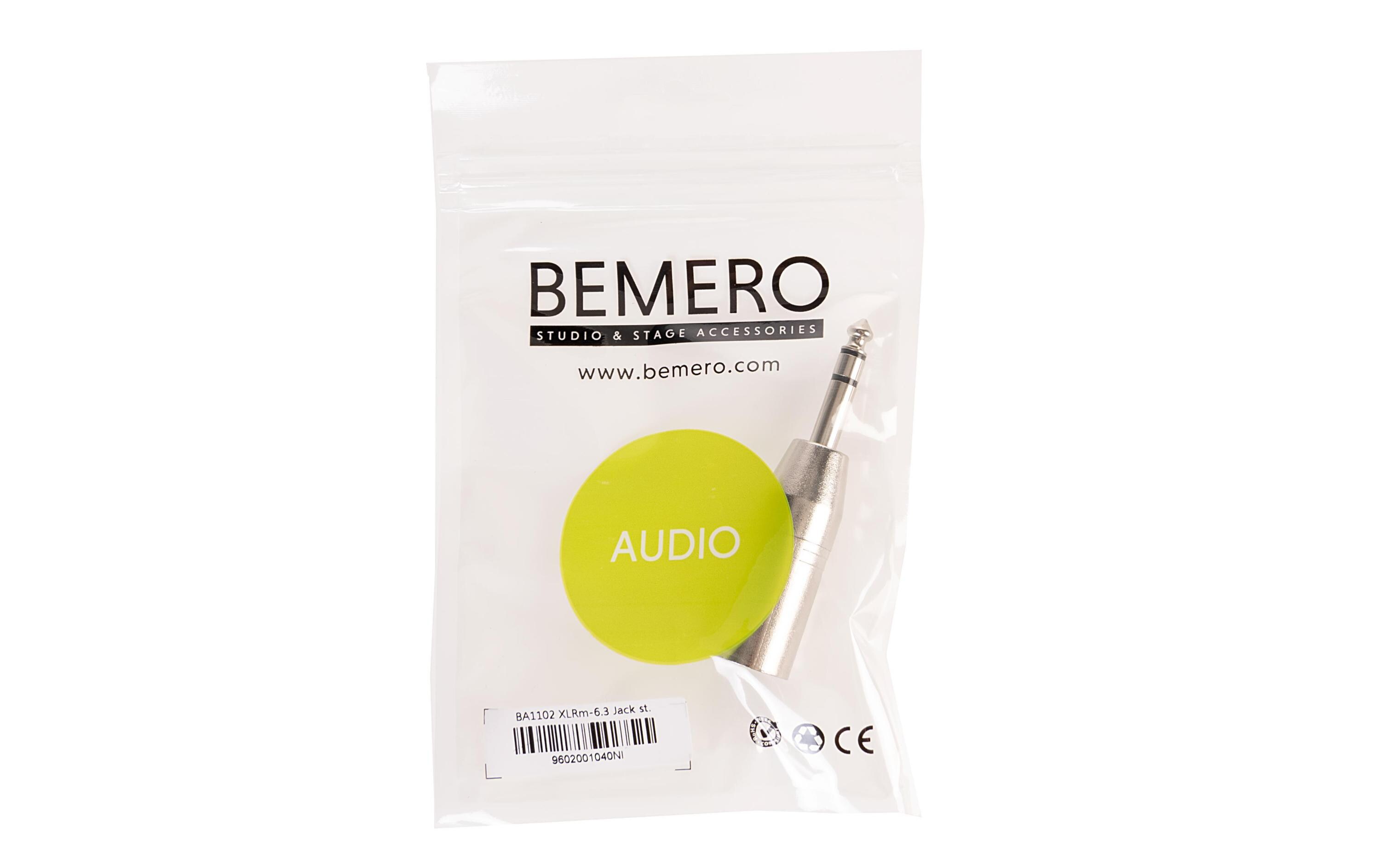 Audio-Adapter BA1102 XLR 3 Pole male - Klinke 6,3mm maleHochwertiger und robuster Bemero Audio-Adapter