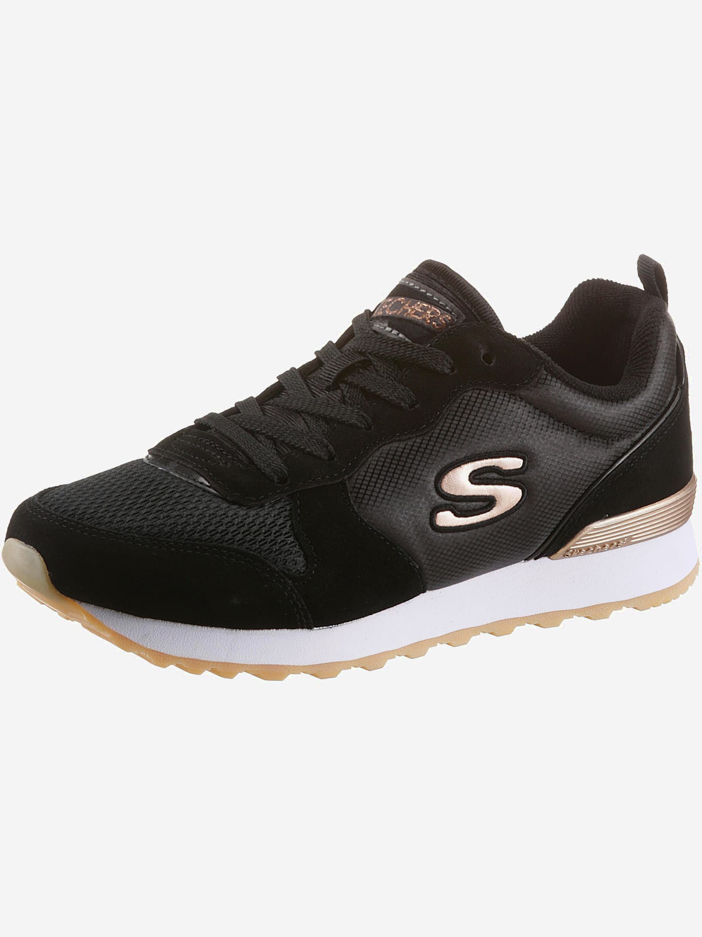 Baskets sneakers hybrides skechers en cuir velours doux, textile et synthétique