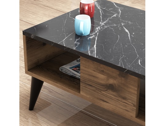 CONCEPT1 - Table basse Lidya marbre noyer