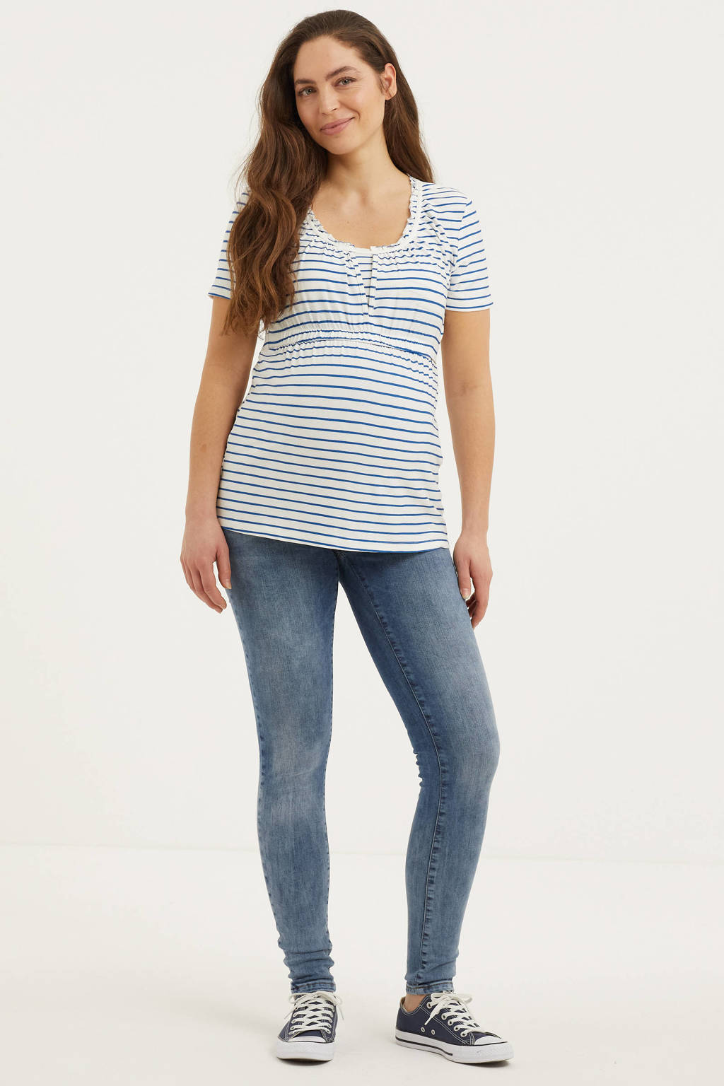 LOVE2WAIT low waist skinny zwangerschapsjeans met katoen lichtblauw