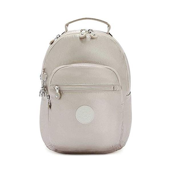 Kipling Mochila de Nylon Prateada c/ Fecho-éclair Prata