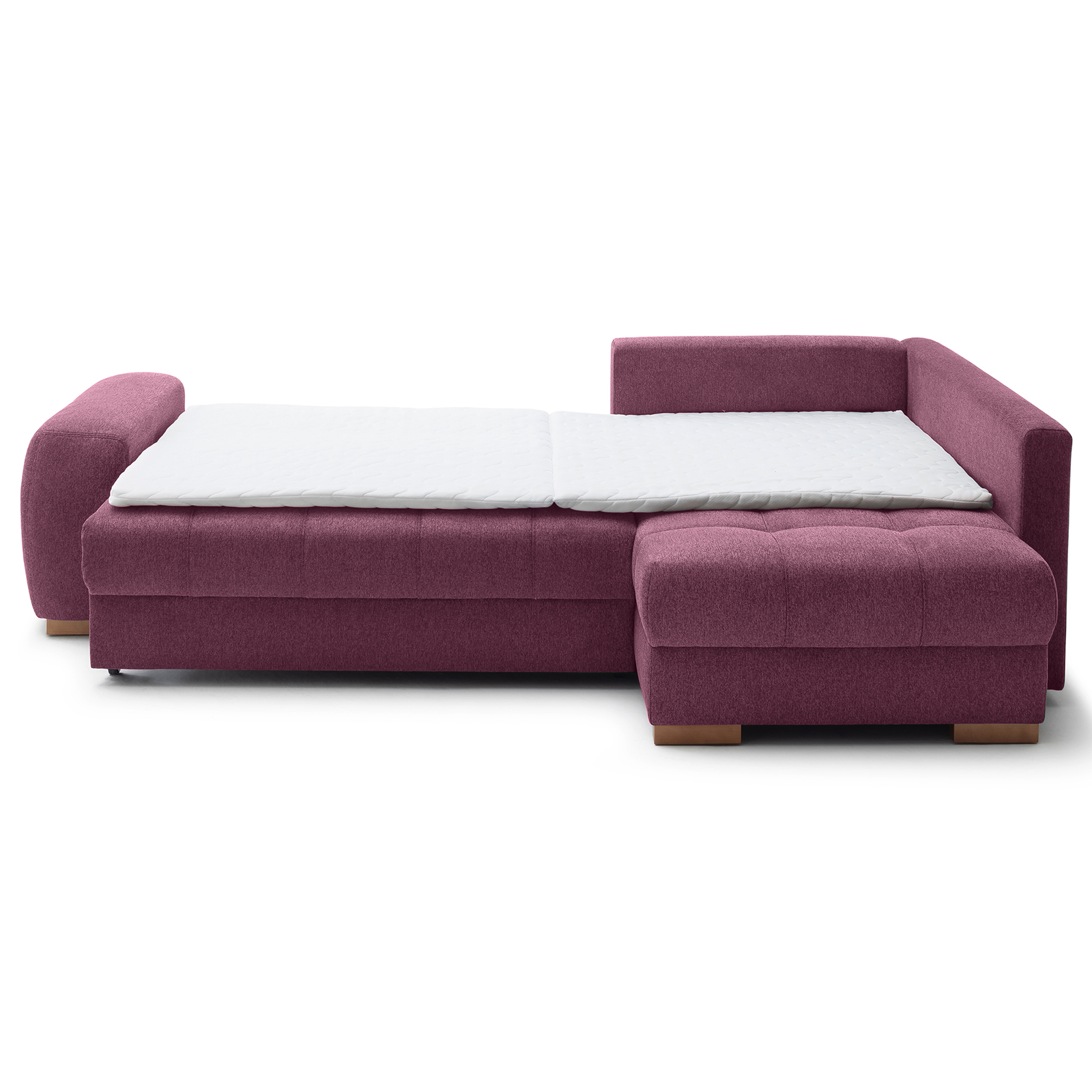 Ecksofa - burgundy - Boxspringfederung - Liegefunktion - Holzfüße