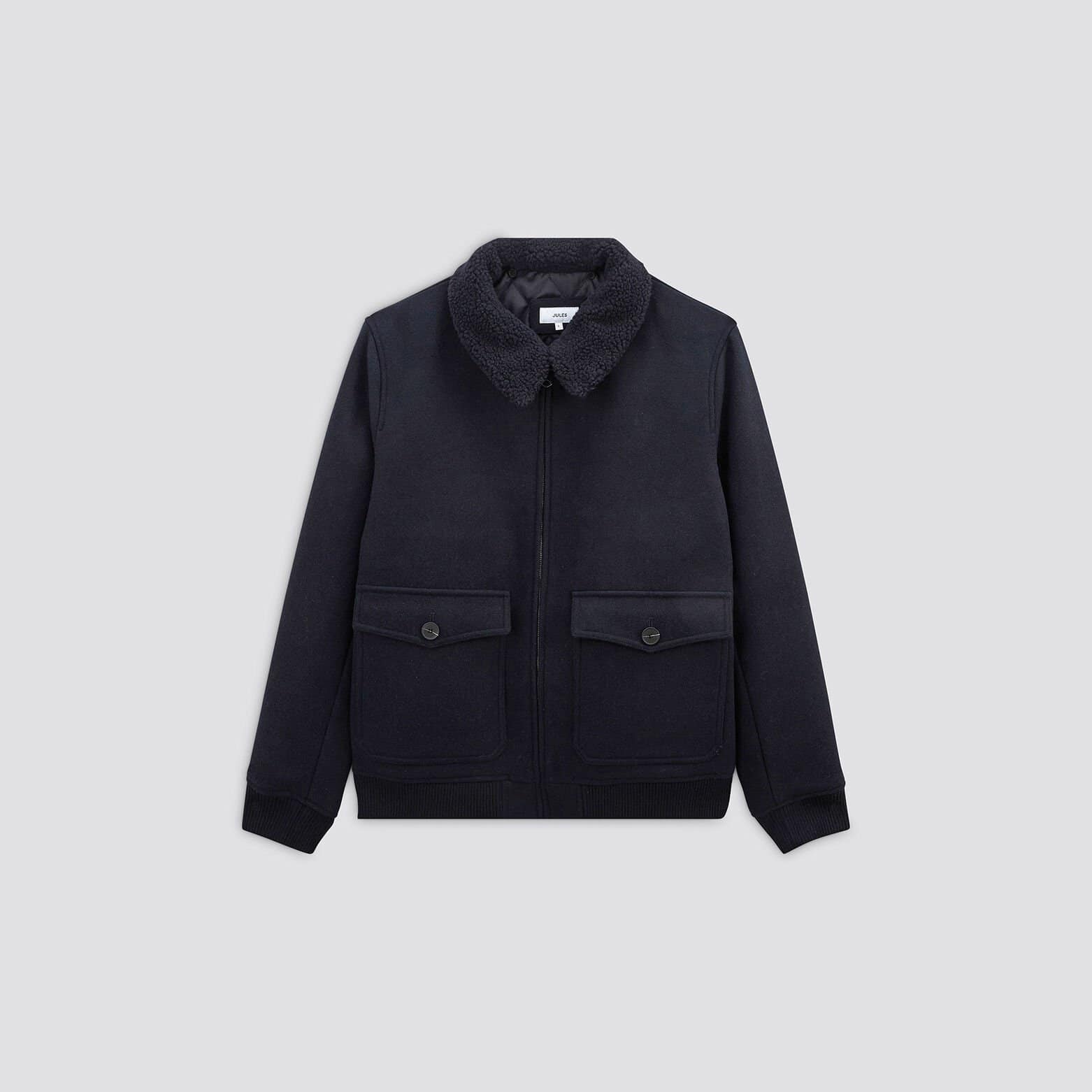 Blouson lainage col faux mouton Bleu moyen