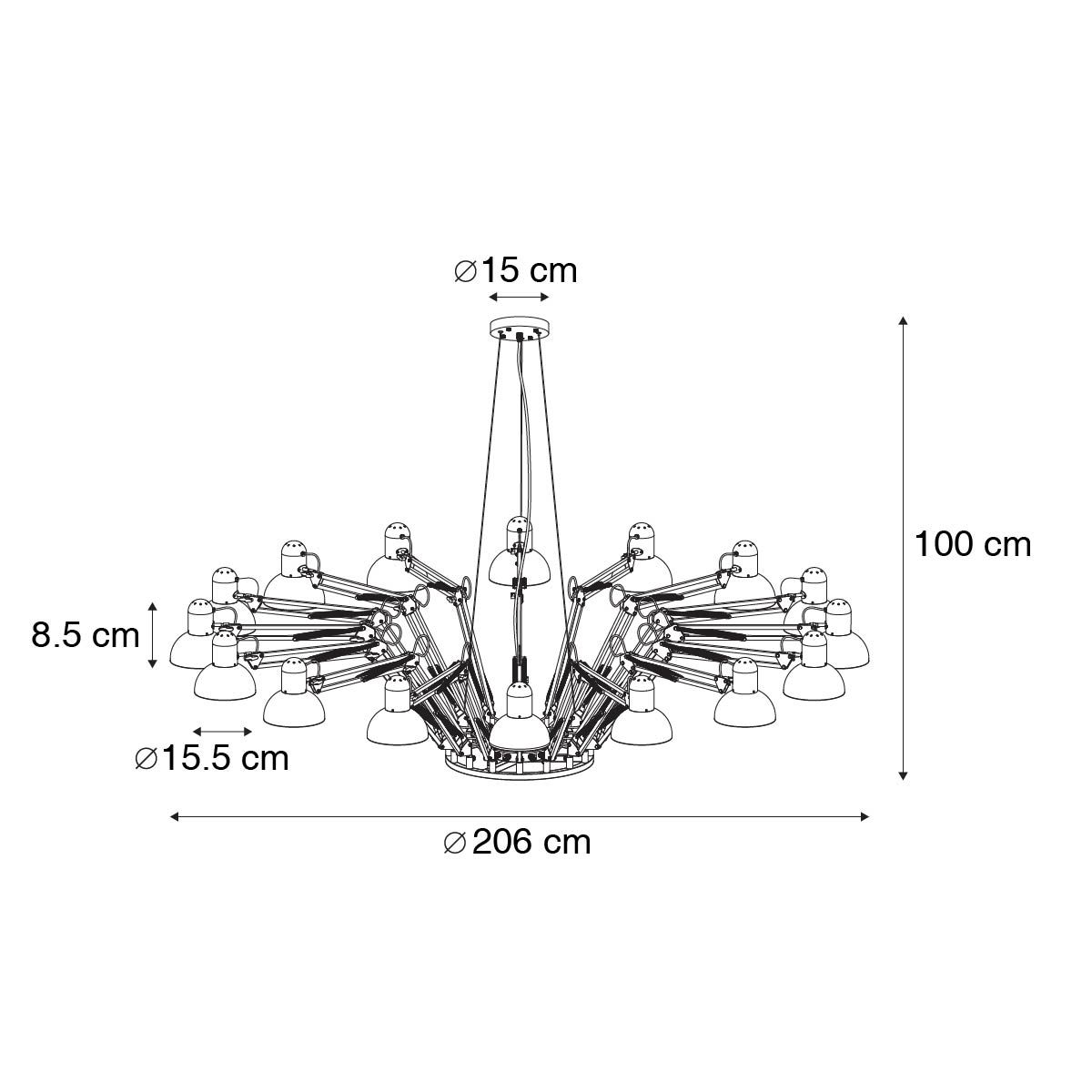 Smart hanglamp zwart 16-lichts verstelbaar incl. 16 Wifi A60 - Hobby Spinne