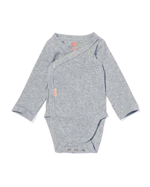 body croisé évolutif côtelé nouveau-né avec bambou stretch gris chiné