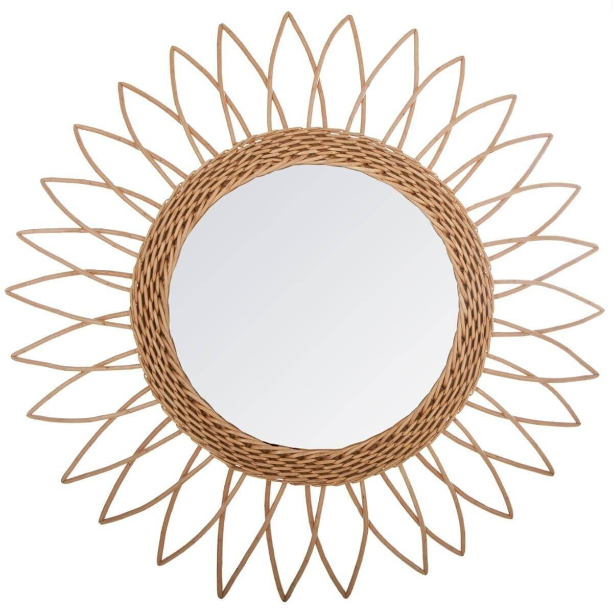 MIROIR ROTIN SOLEIL POINTU D.50CM