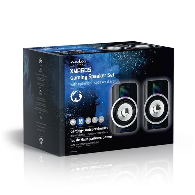 Nedis Gaming Højttaler | Højttalerkanaler: 2.0 | USB Drevet | 3.5 mm Hanstik | 30 W | RGB | Volumenkontrol