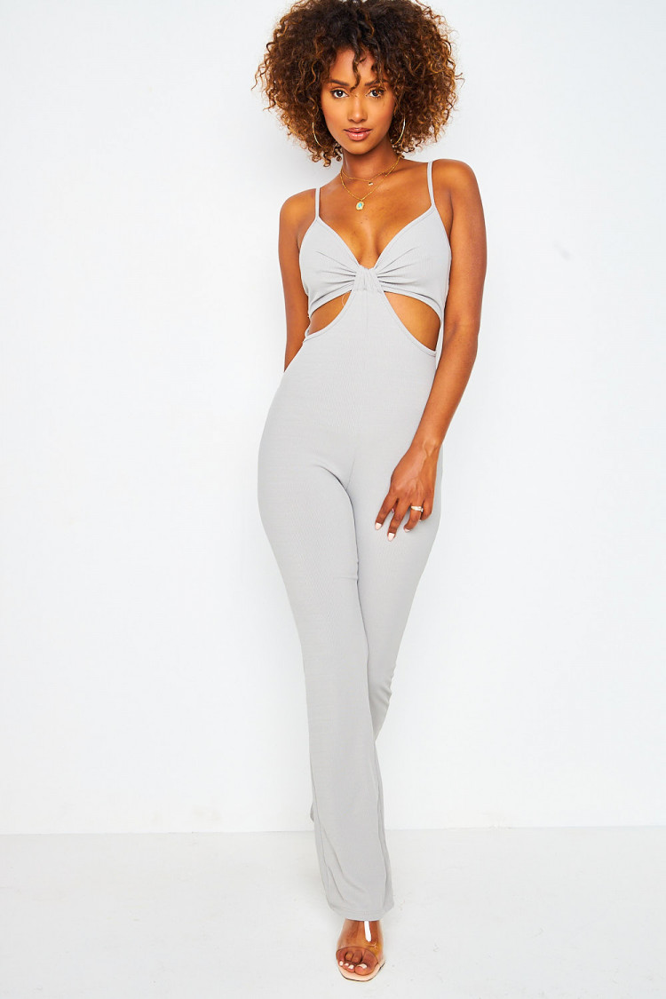 Combi-pantalon grise ajourée