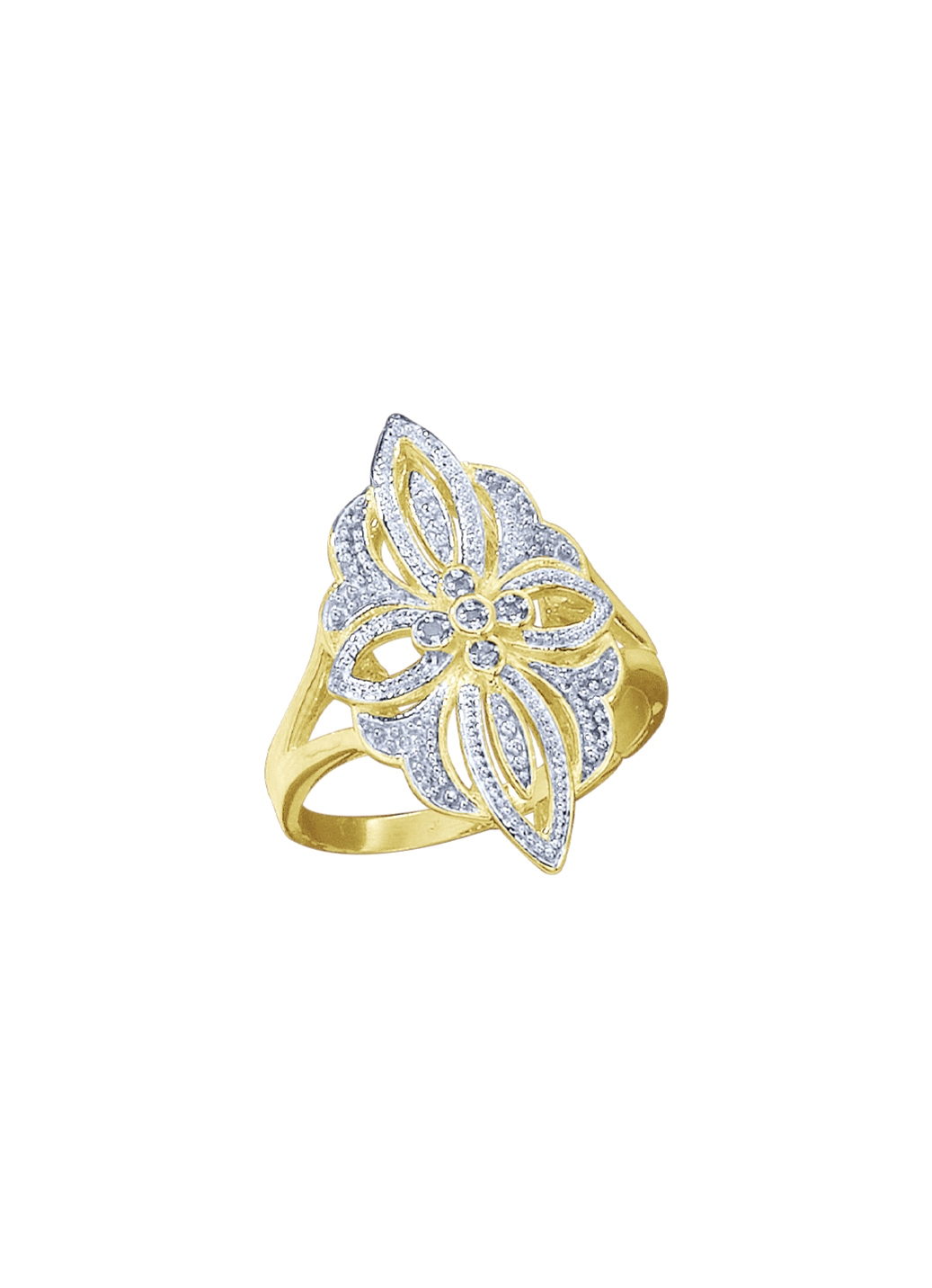 Floraler Damenring mit 4 Diamanten