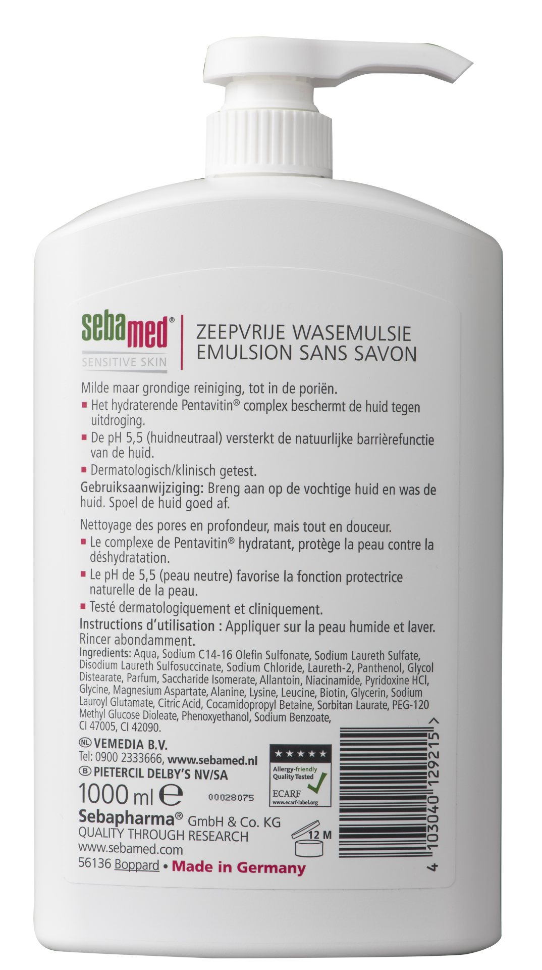 Sebamed Zeepvrij wasemulsie pomp (1000 ml)