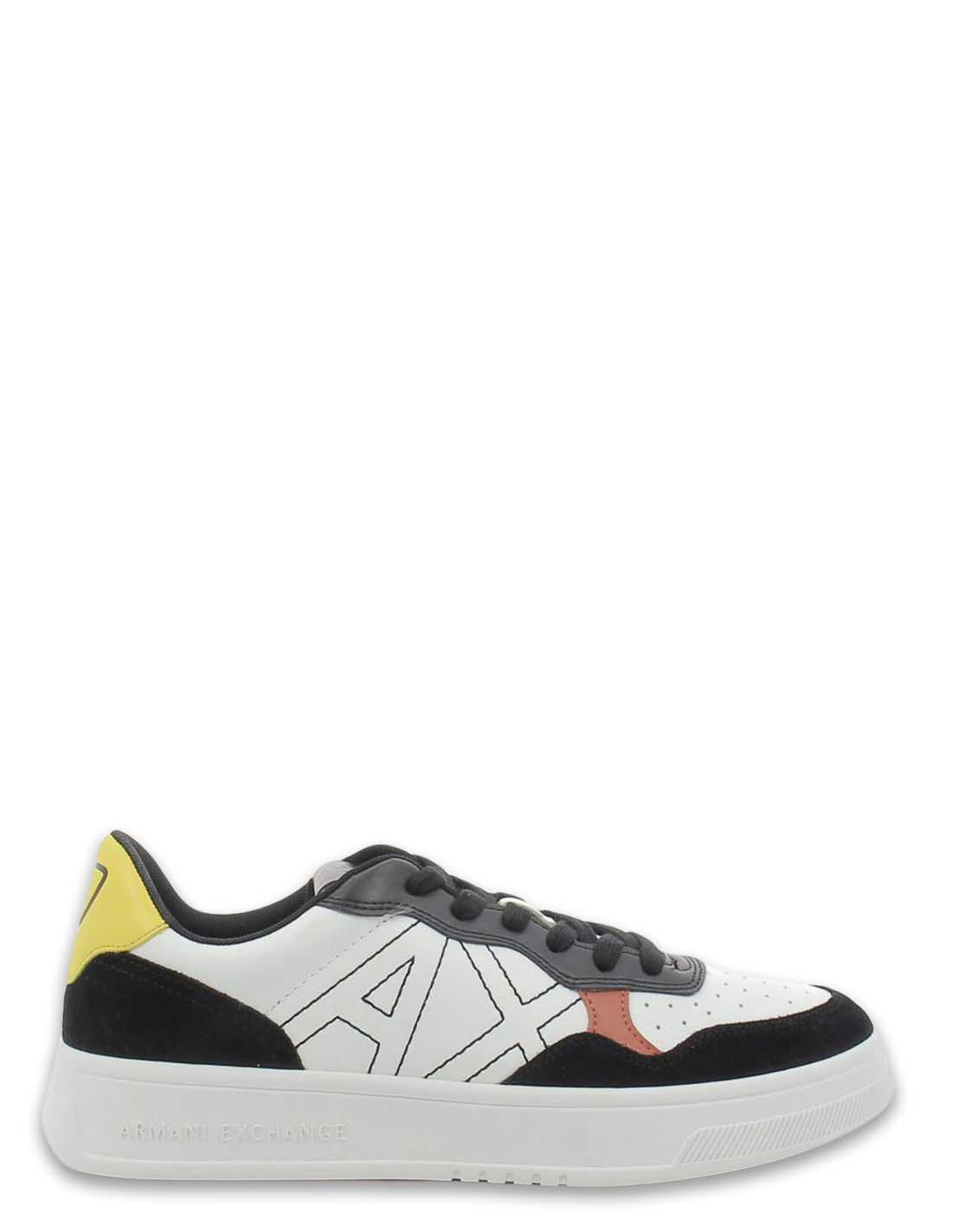 armani exchange Sneakers Homme en Cuir Blanc/Jaune/Noir