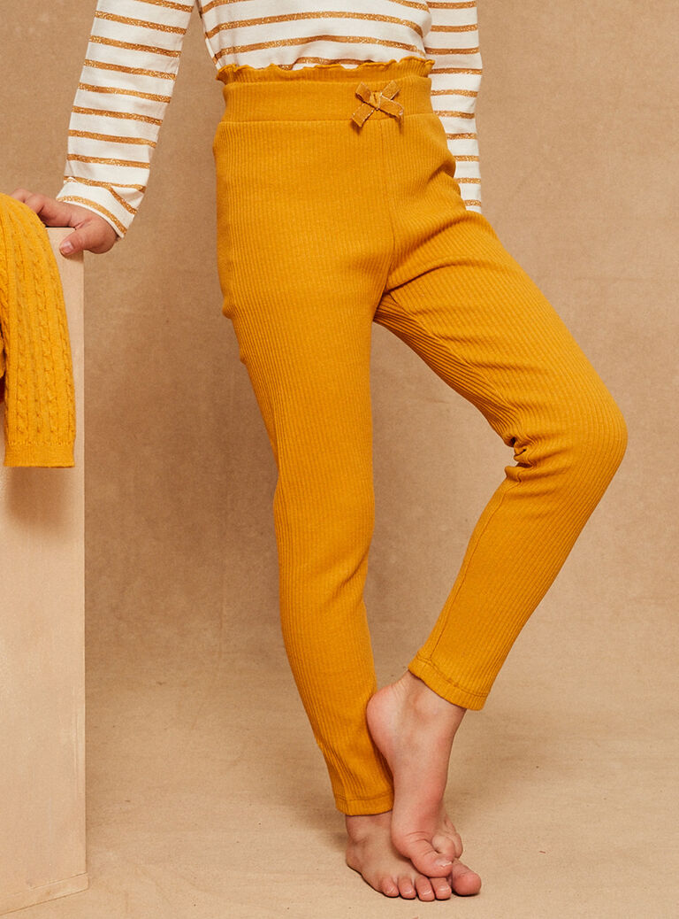 2 leggings jaune et bleu marine