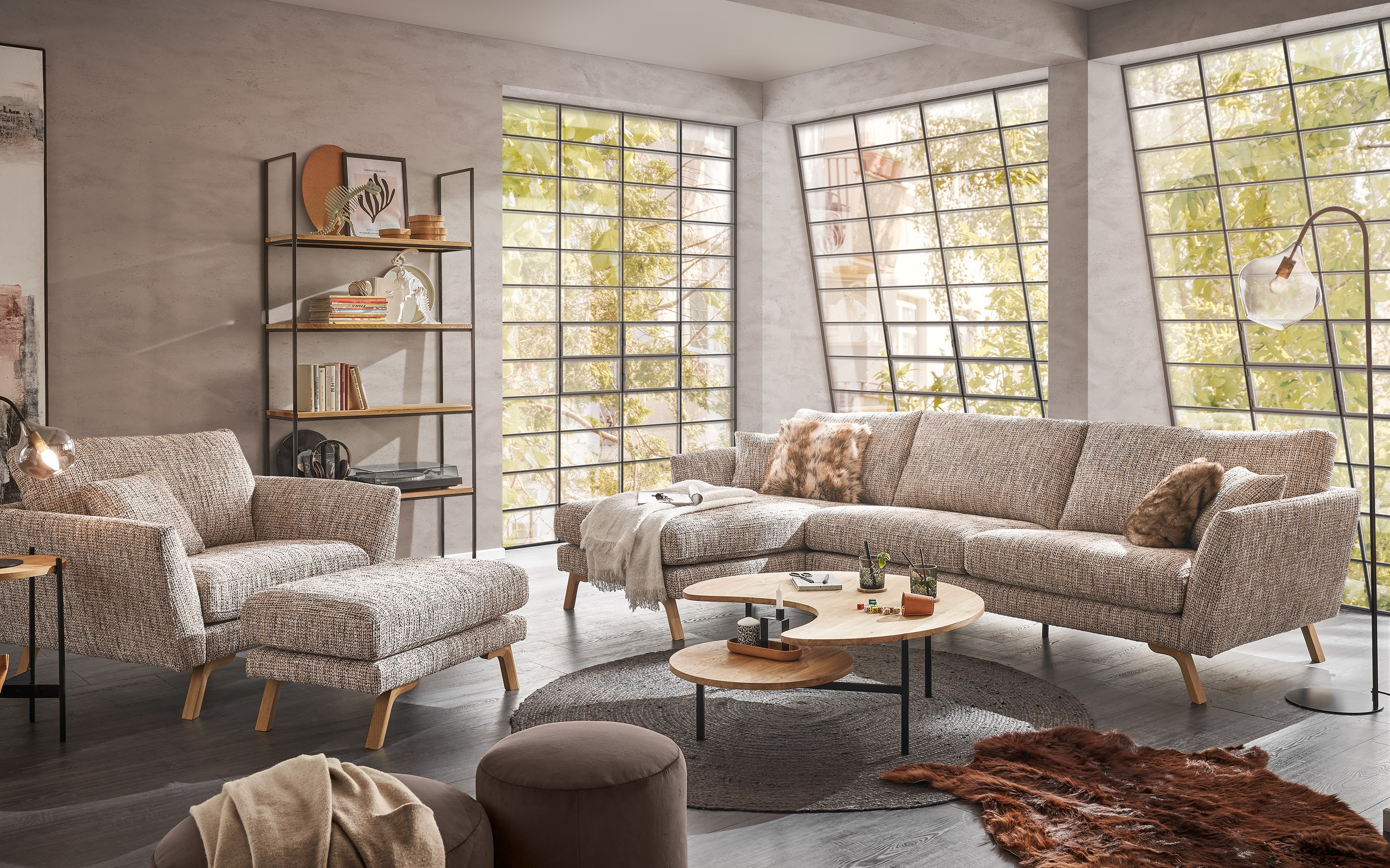Sessel Detroit, natur, inkl. Kissen