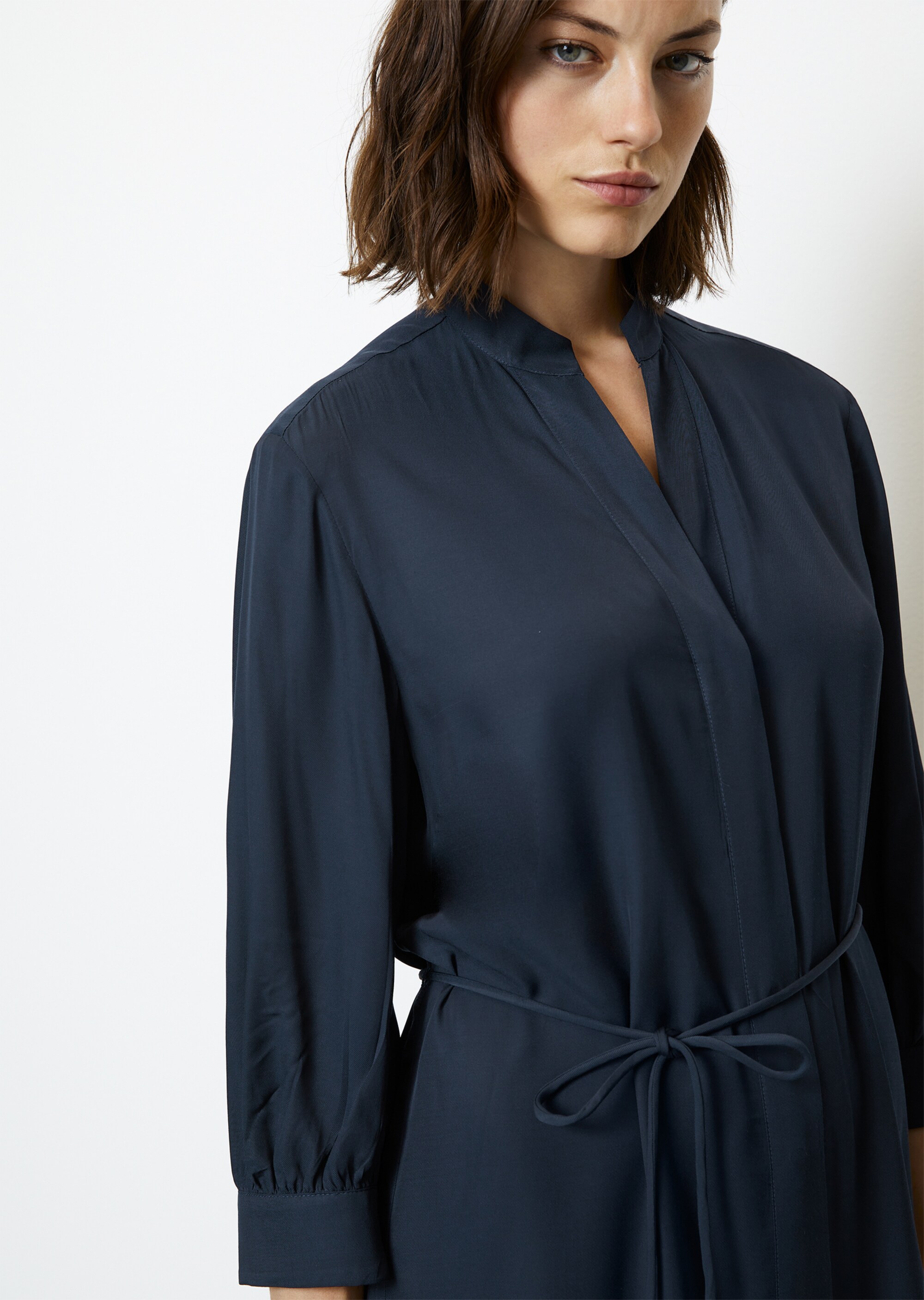 Hemdblusenkleid mit 3/4-Ärmeln relaxed aus Viskose-Twill