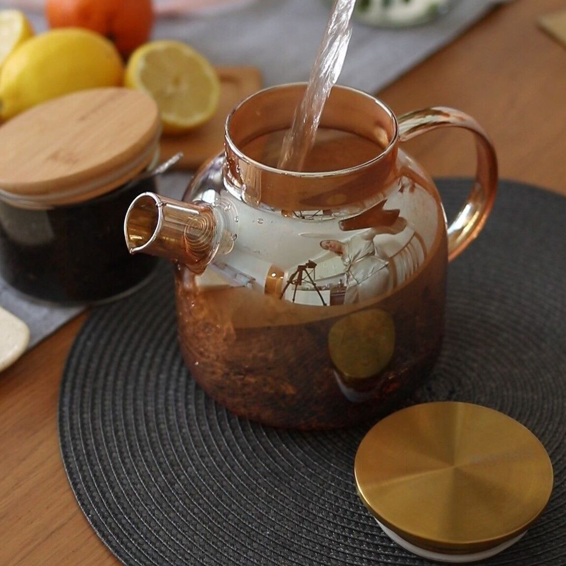 Thermoglas-Teekanne – Hitzebeständige Teekanne mit 950 ml Fassungsvermögen