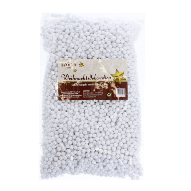 Schneekugeln weiß/silber - aus Kunststoff - ca. 6-8 mm