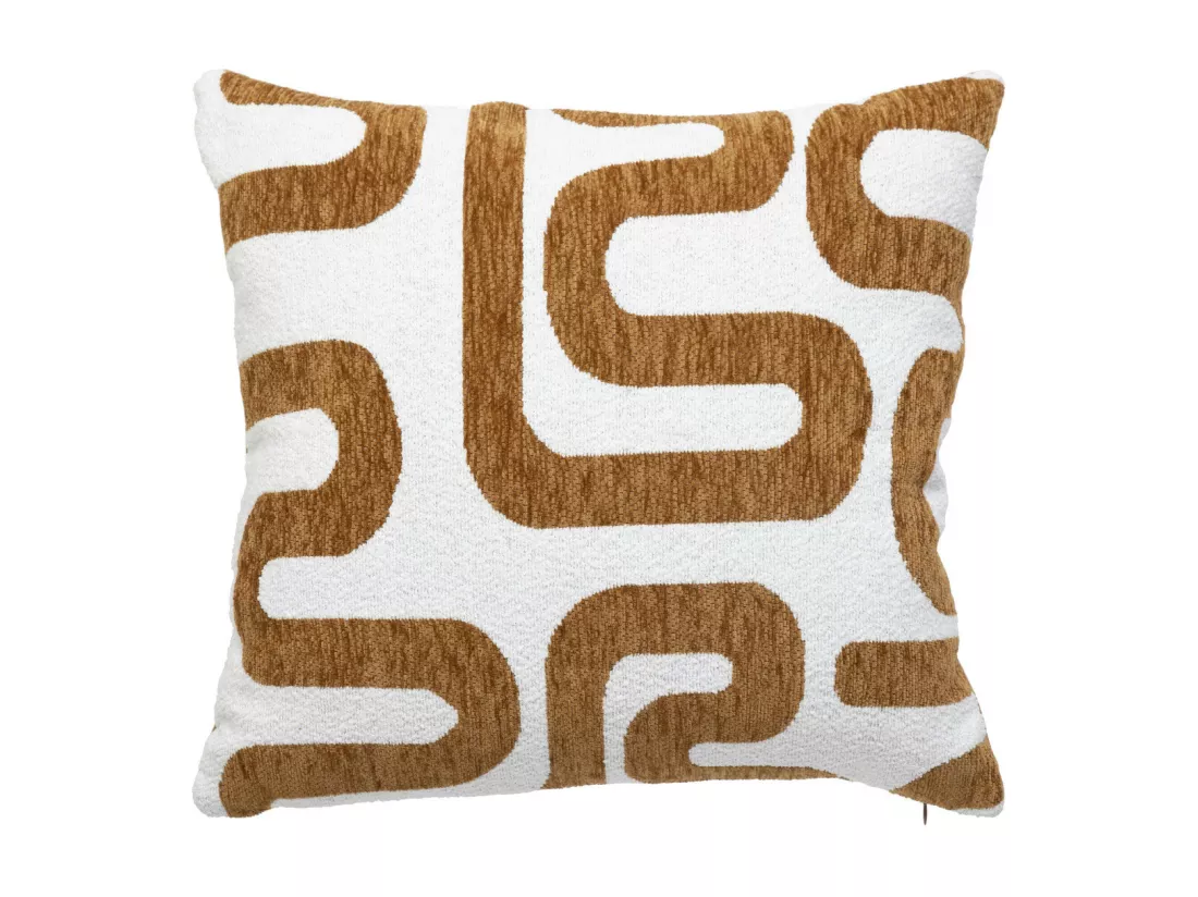 Coussin décoratif jacquard chenille Marron Caramel 40 x 40 cm