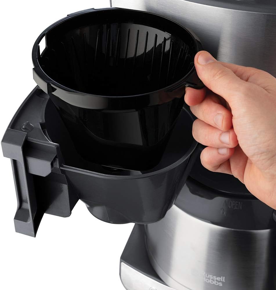 Russell Hobbs Kaffeemaschine mit Mahlwerk Thermokanne [Digitaler Timer, Brausekopf für opt. Extraktion & Aroma] Grind&Brew (1-10 Tassen, 3-stufige Mahlgradeinstellung) Filterkaffeemaschine 25620-56