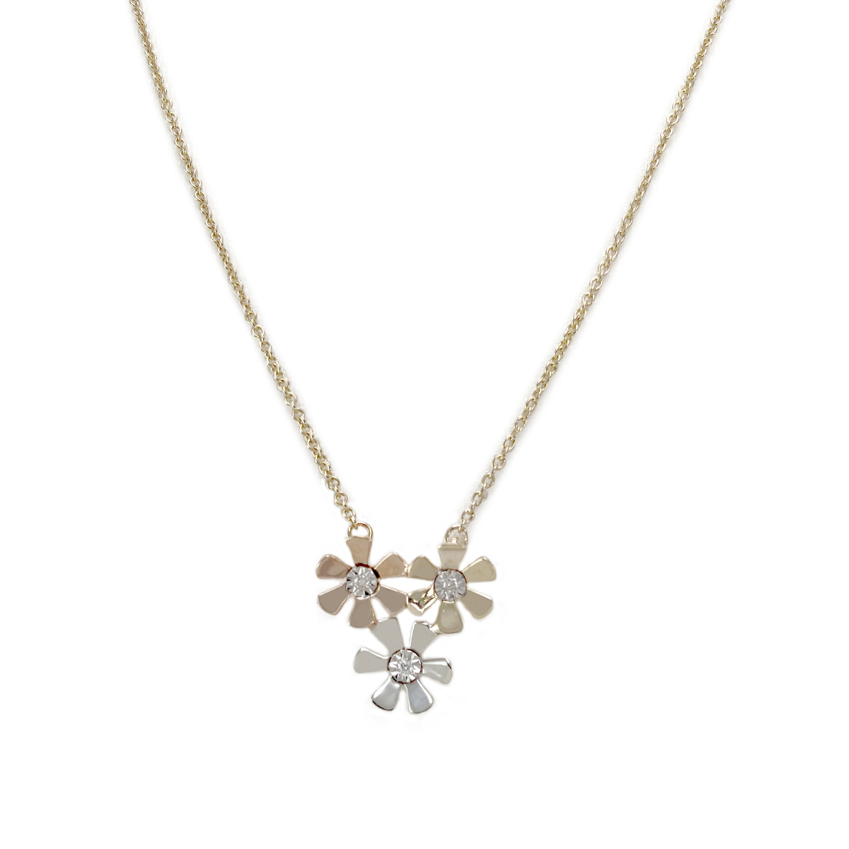 Collier d'occasion or 375 3 tons diamants
