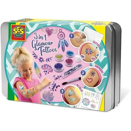 SES Creative 3-in-1 Glamour-Tattoos Beautyset Kreativset Einmaltattoos abwaschbar