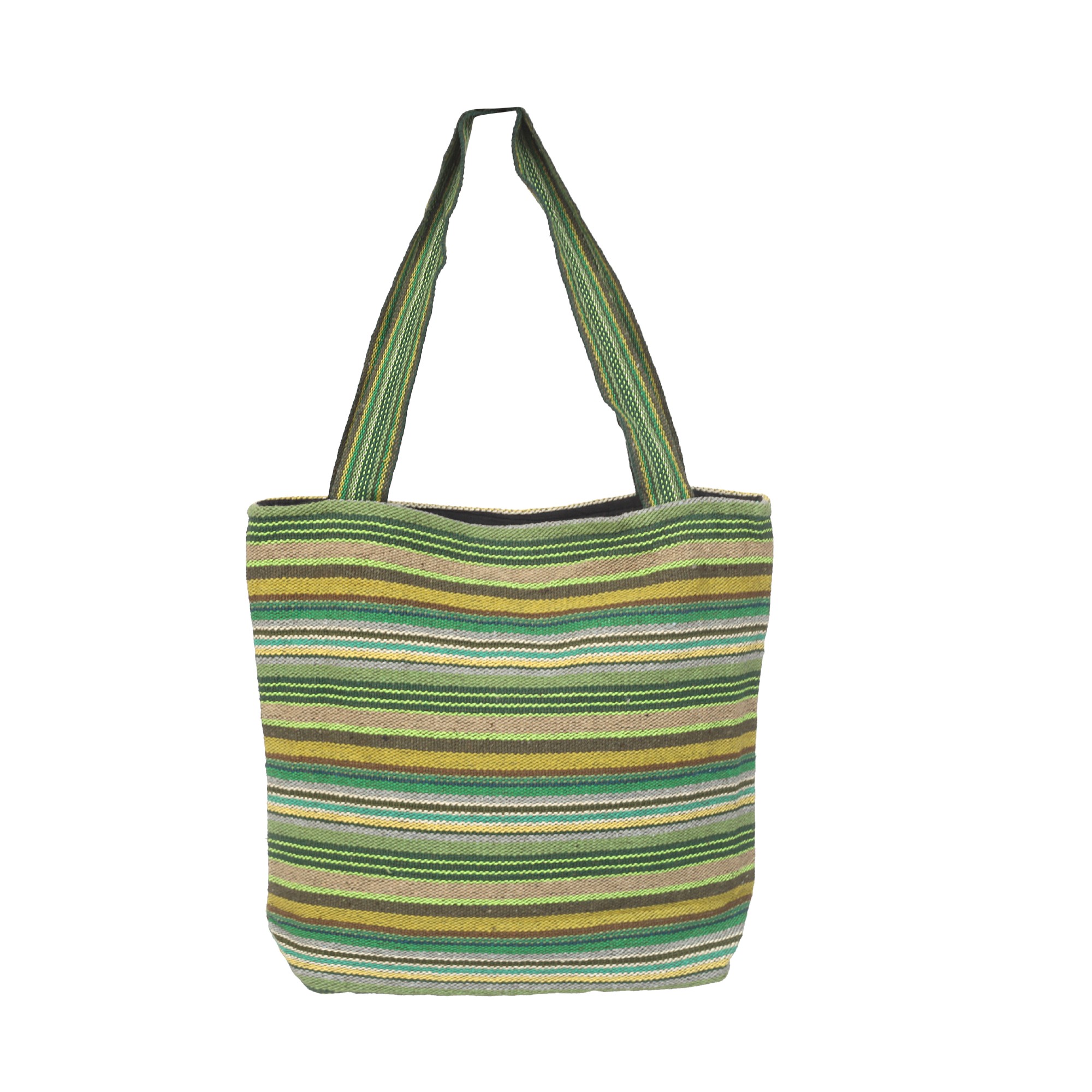 Einkaufstasche aus Baumwolljacquard, grün gestreift, B 35 cm, H 40 cm, L 10 cm günstig bestellen