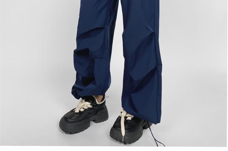 Bazer - Hoge taille effen joggingbroek met wijde pijpen
