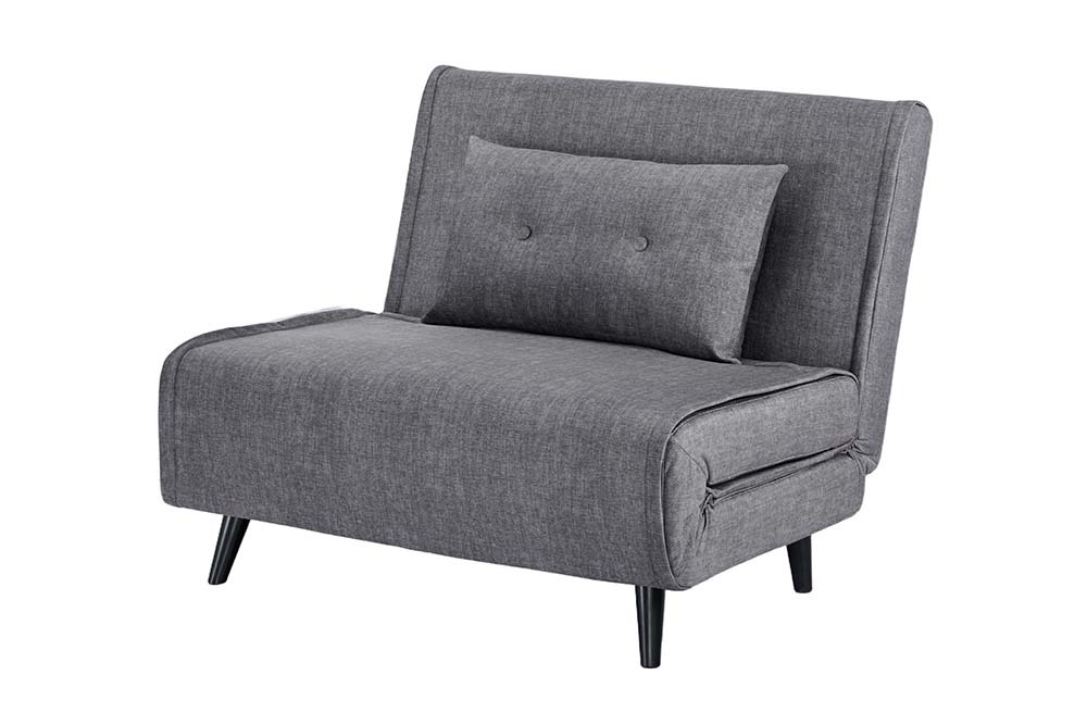 Retro Schlafsessel SMART MULTIFUNCTION 100cm grau Vogue Velours Samt Bettfunktion