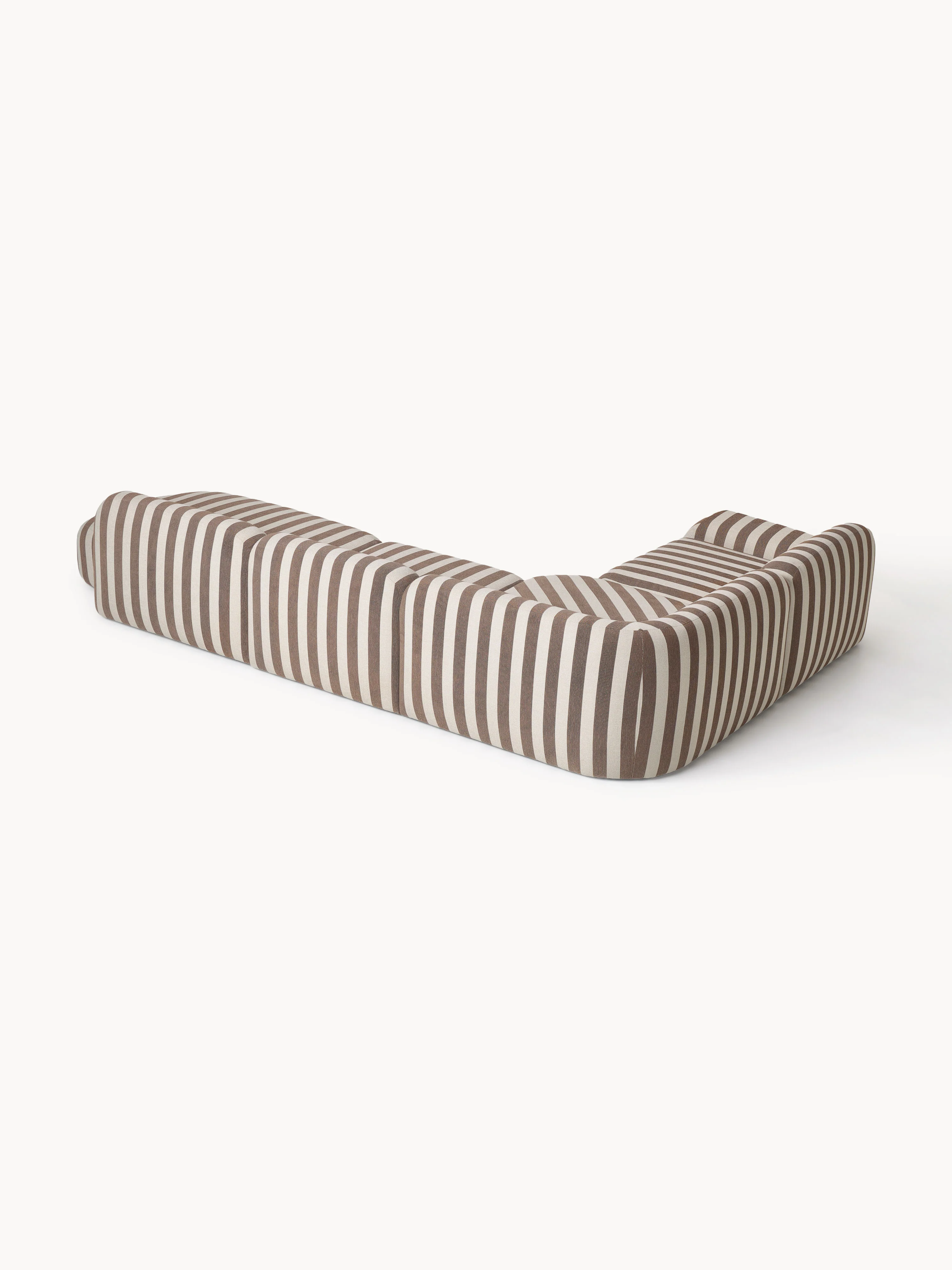 Gestreepte XL modulaire hoekbank Wolke met chaise longue
