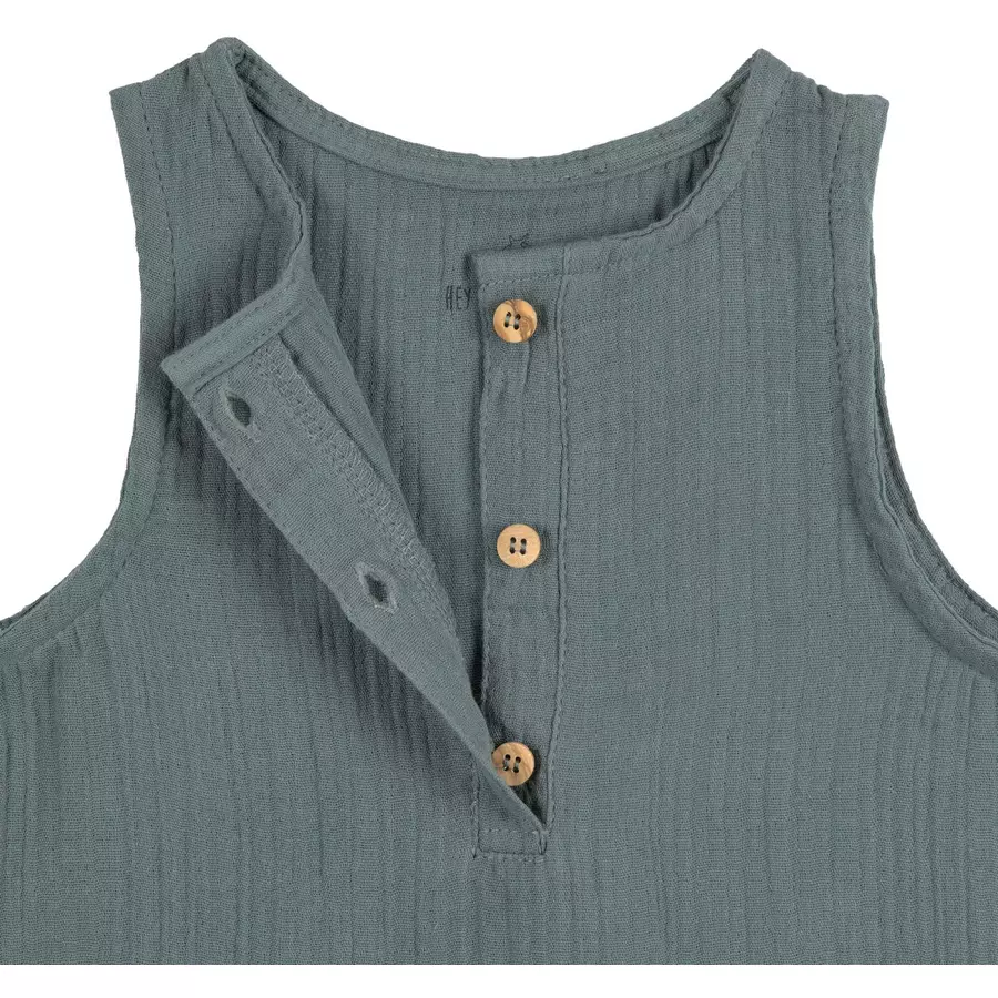 LÄSSIG Musselin Jumpsuit Petrolgrün