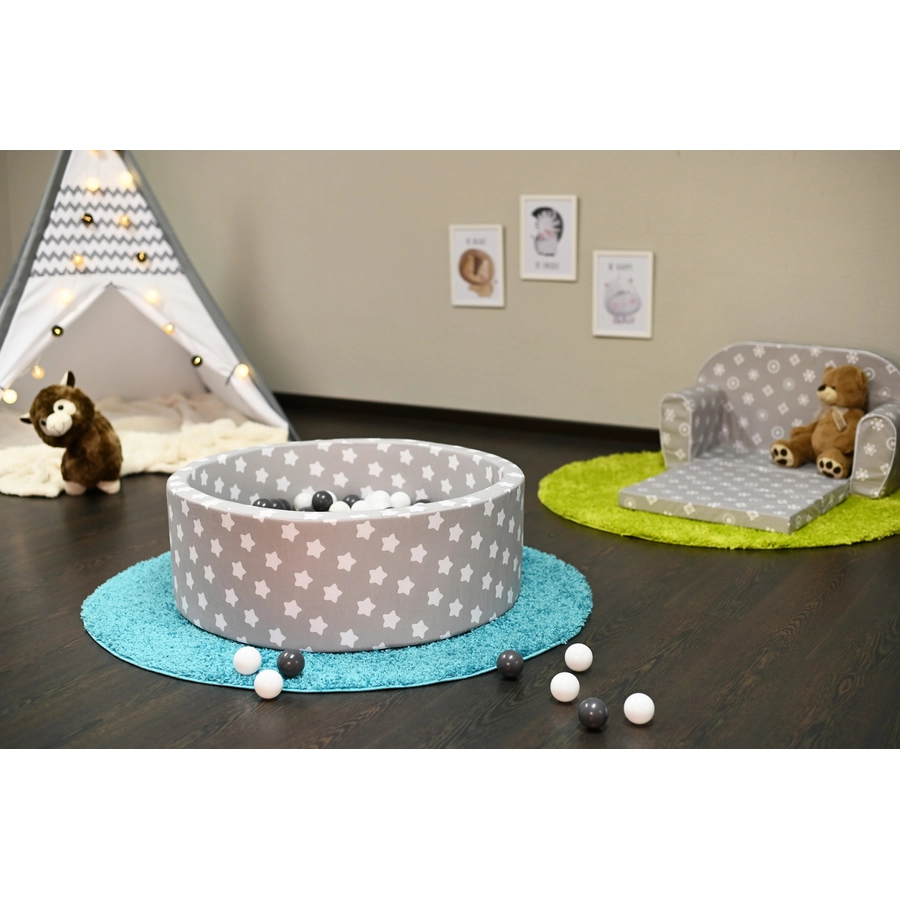 knorr toys® Bällebad soft - Grey white stars - 300 balls greycreme grau