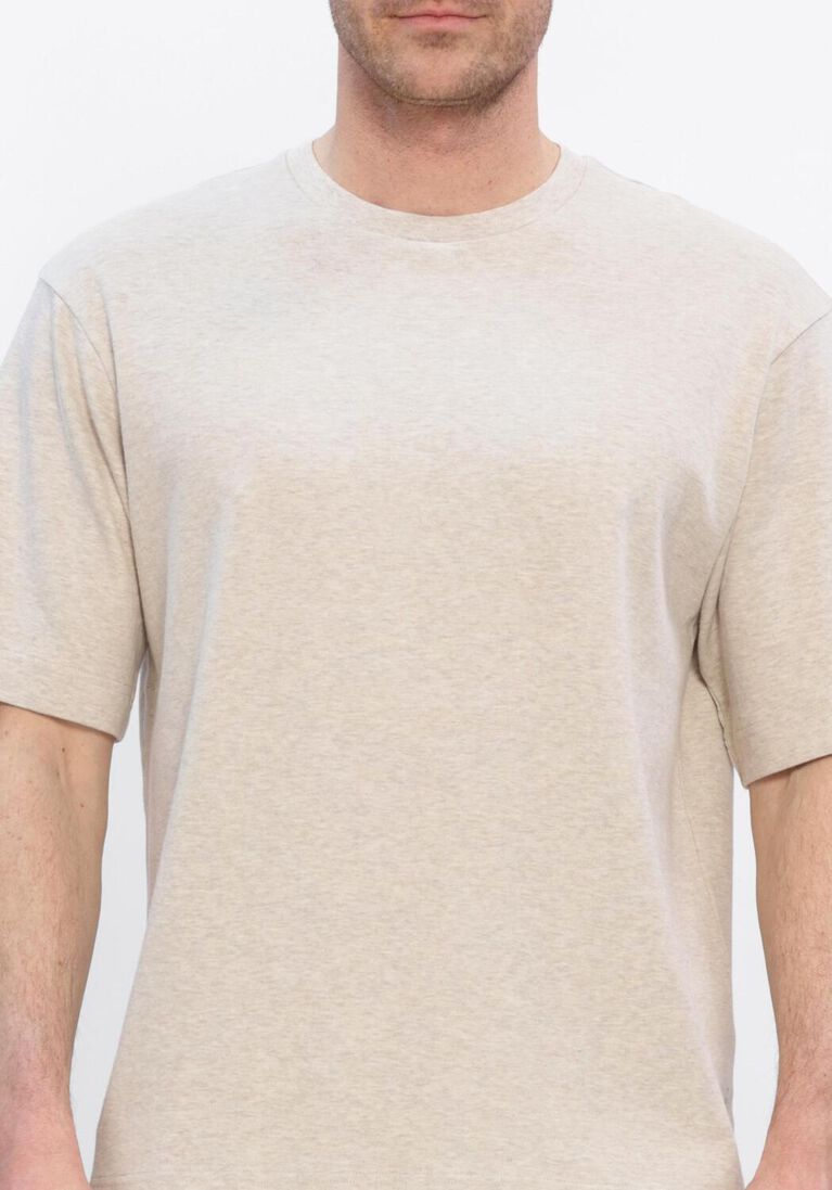 beige profuomo t-shirt t-shirt crew neck heavy cotton
