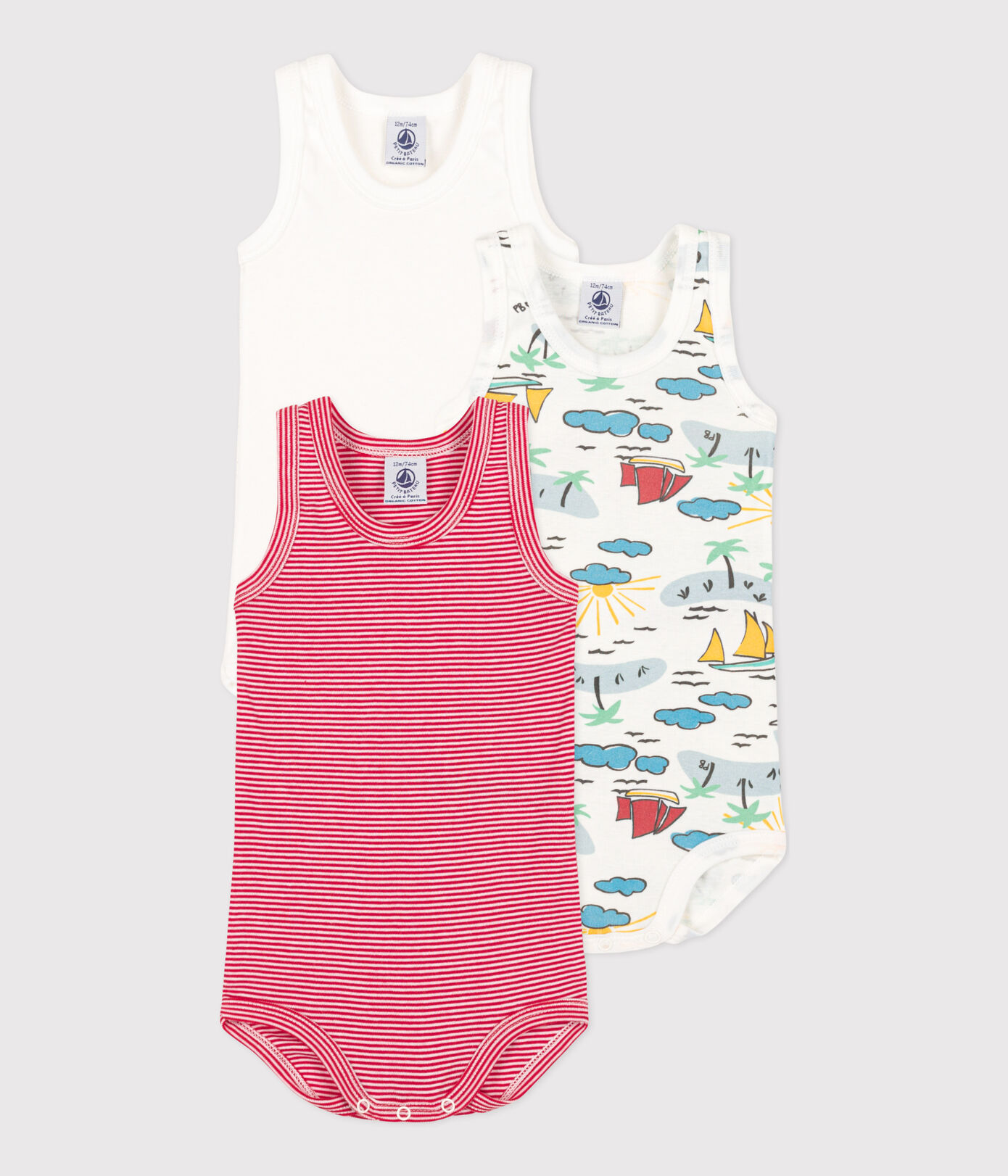 Lot de 3 bodies debardeurs explorateurs en coton