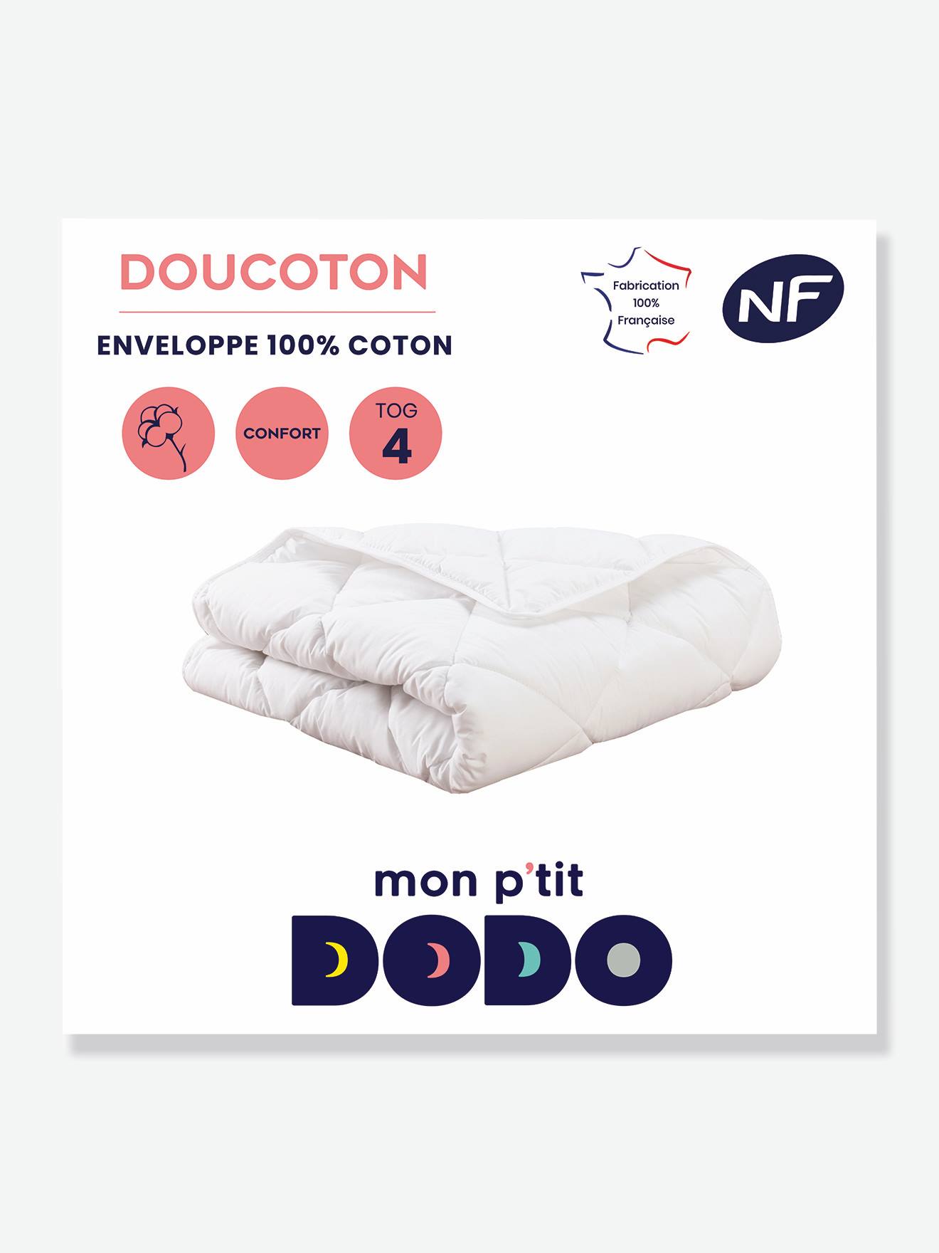Edredom leve Doucoton Mon P'tit DODO liso branco claro
