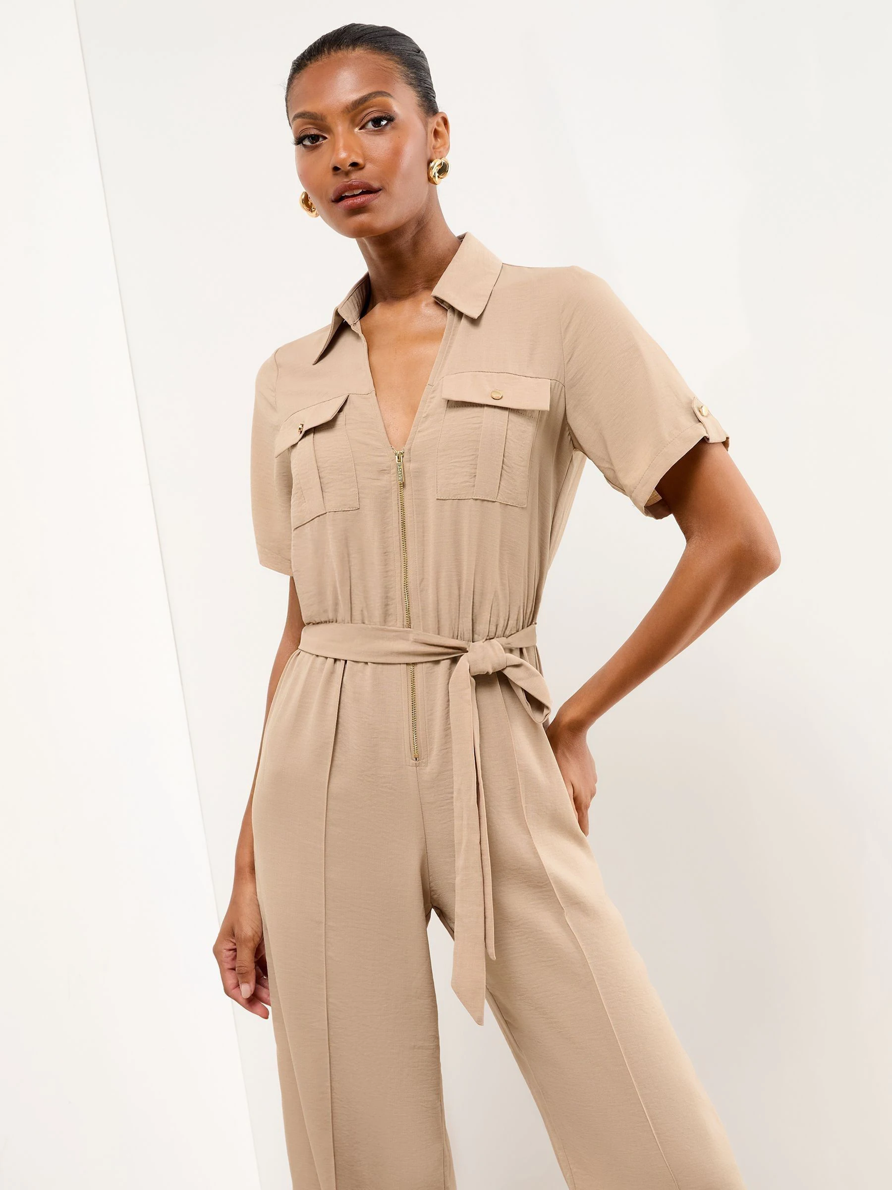 Neutraal - Lipsy Utility-jumpsuit met korte mouwen