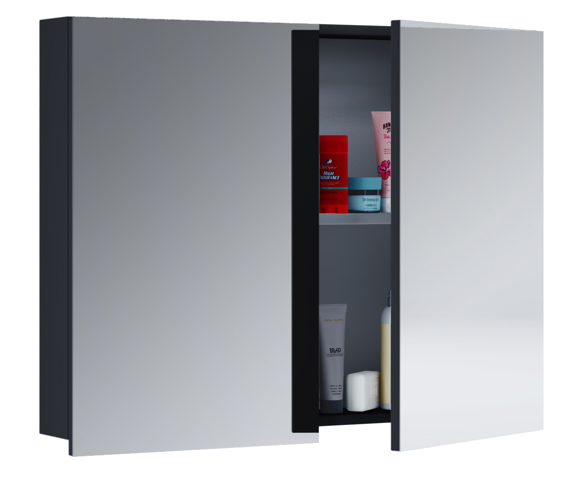 Spiegelschrank BADINOS - schwarz - 60 cm