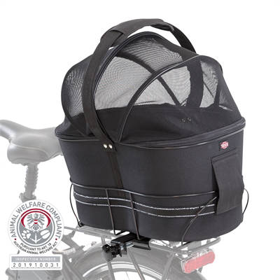 Trixie honden fietsmand Eva achterop Zwart met kussen en kap 48X29X42 cm