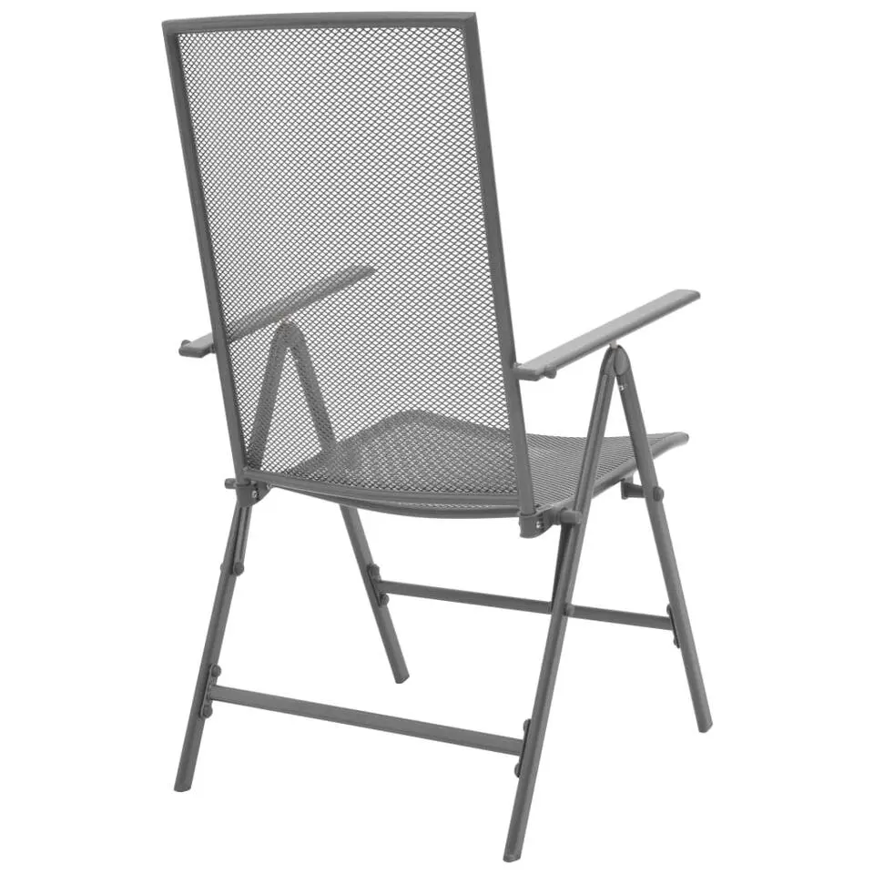 vidaXL - Tuinstoelen - Antraciet - Metaal - 2 stuks - Stapelbaar