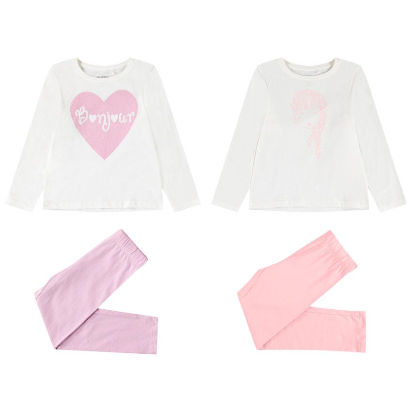 Lot de 2 pyjamas en jersey pour fille - Lilas