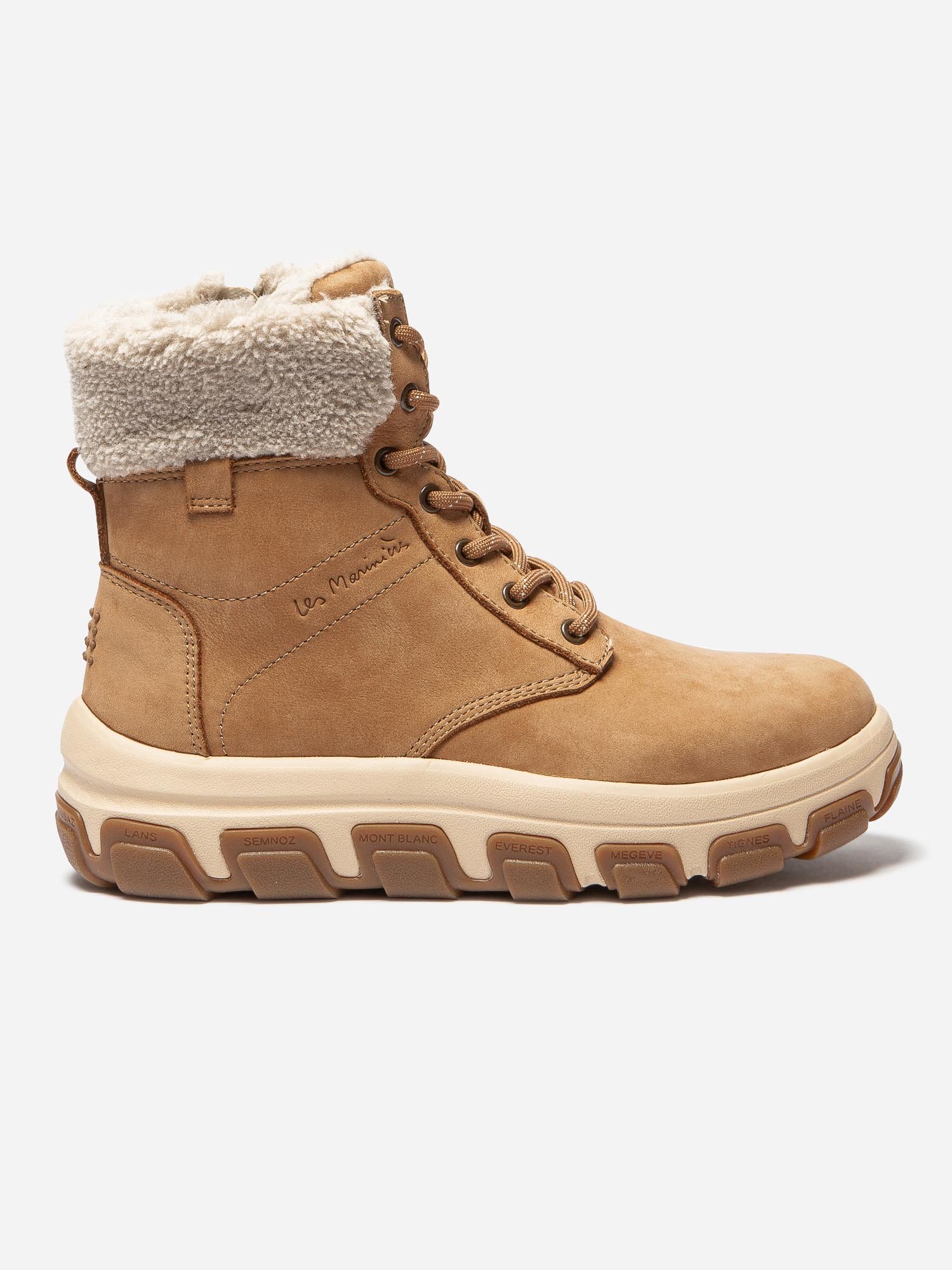Boots Femme Fourrées Semelle Crantée Cuir Camel