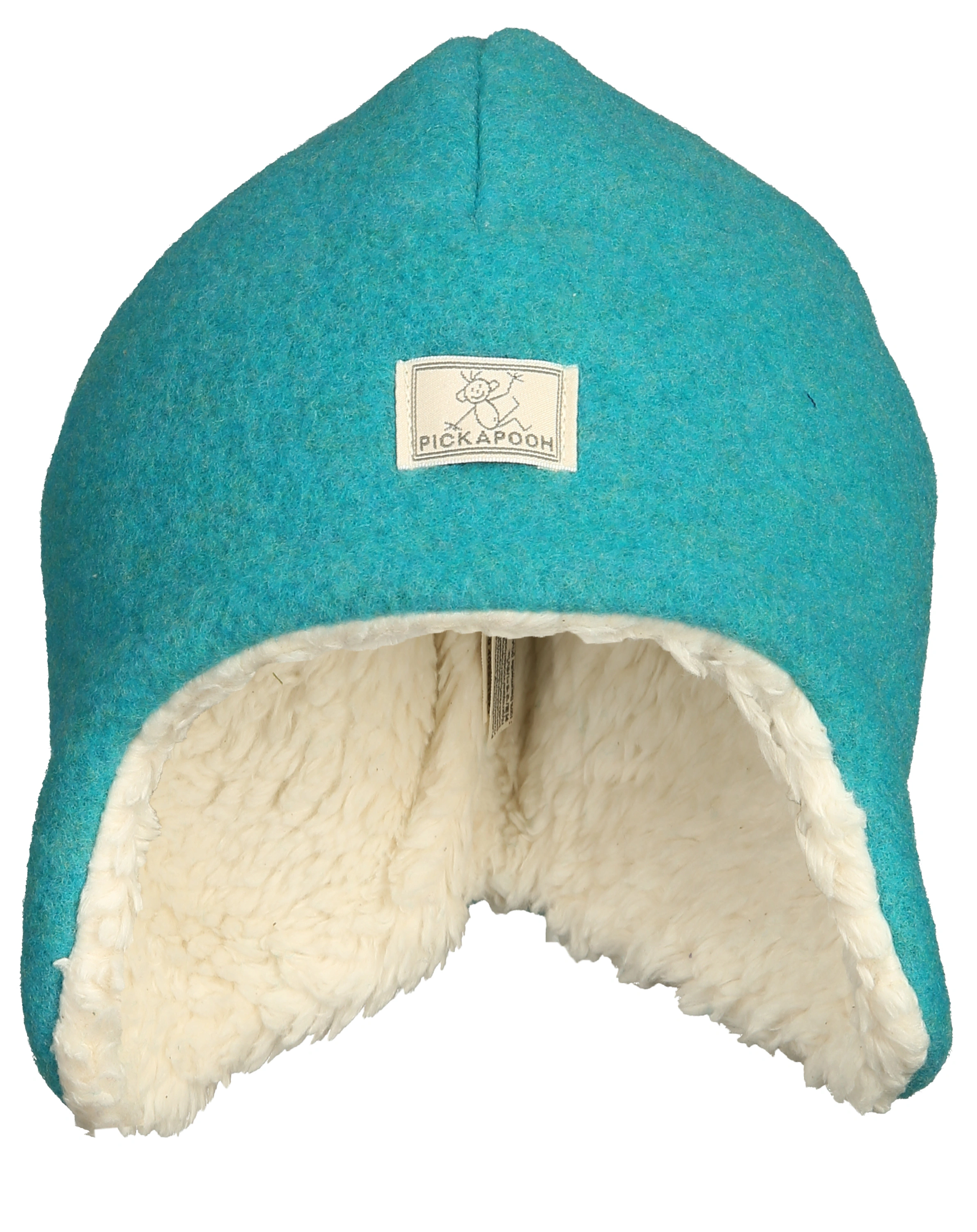 Woll-Mütze JONAS FLEECE mit Plüschfutter in türkis/natur
