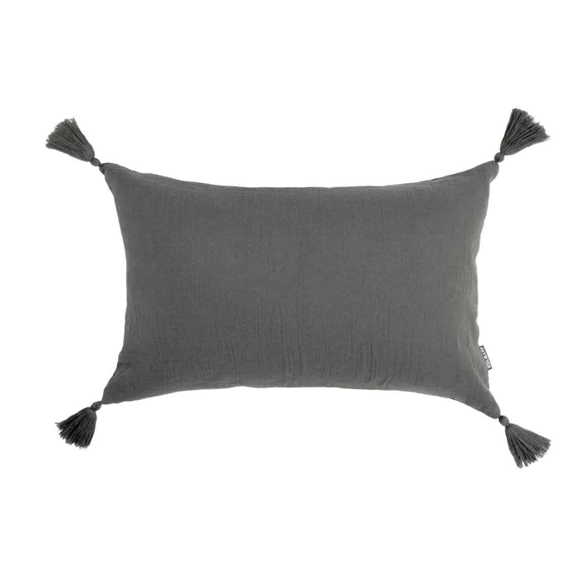 Coussin rectangulaire gaze de coton (40 x 60 cm) Gaïa Gris granit