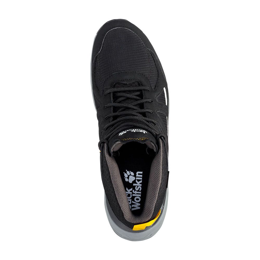 Jack Wolfskin WOODLAND 2 TEXAPORE MID - Chaussures de randonné Homme black/burly yellow xt