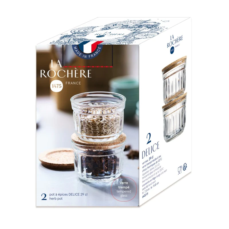 Set de 2 verrines avec couvercle, DELICE La Rochère