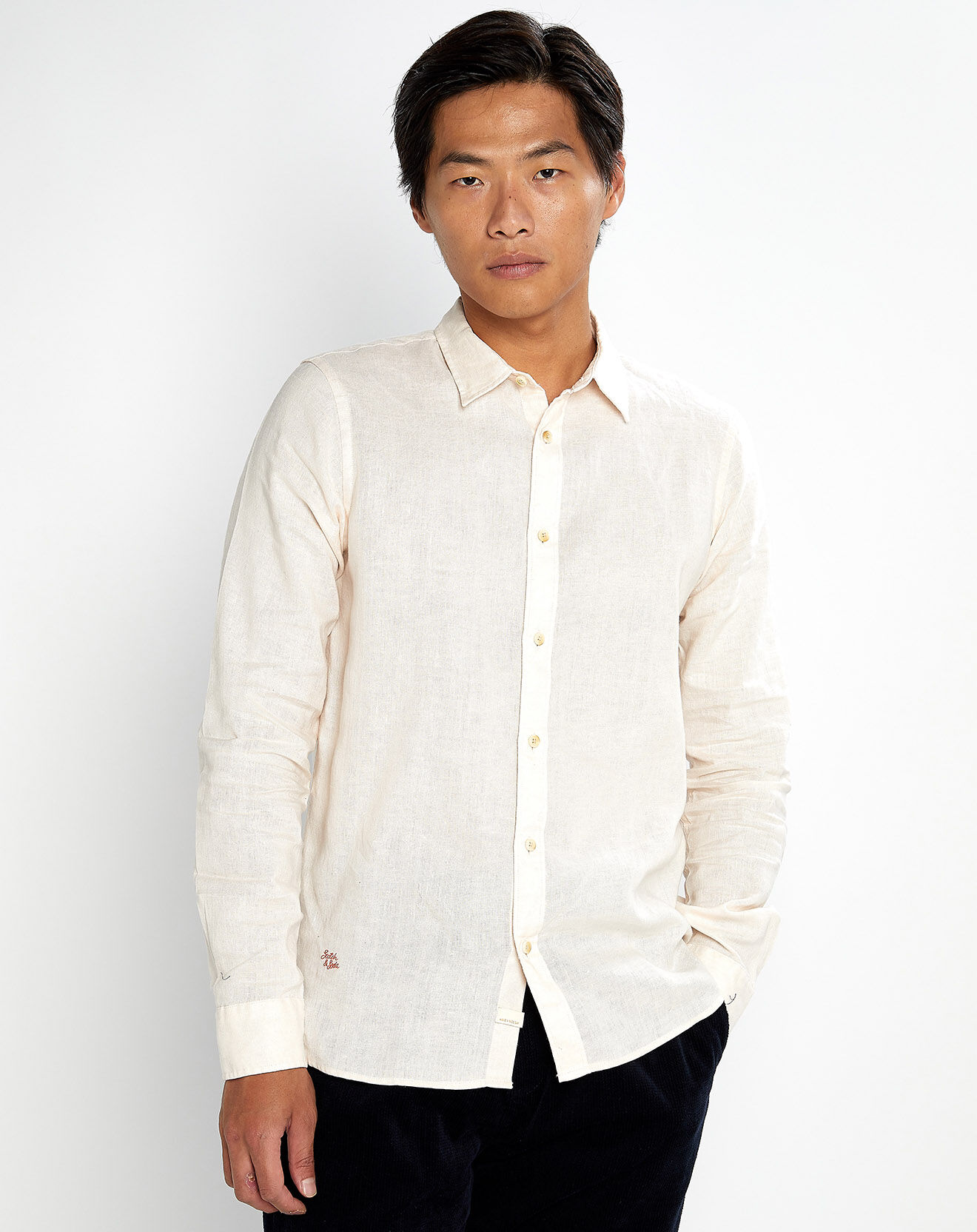 Scotch & Soda Chemise 100% Lin Regular Fit rose clair