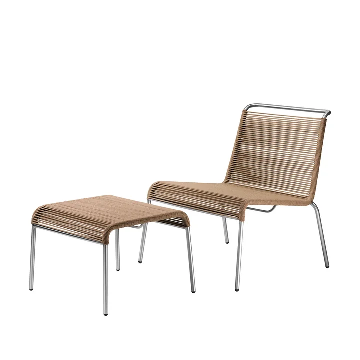 FDB Møbler - M20L Teglgård Lounge Sessel Outdoor, Kordel braun