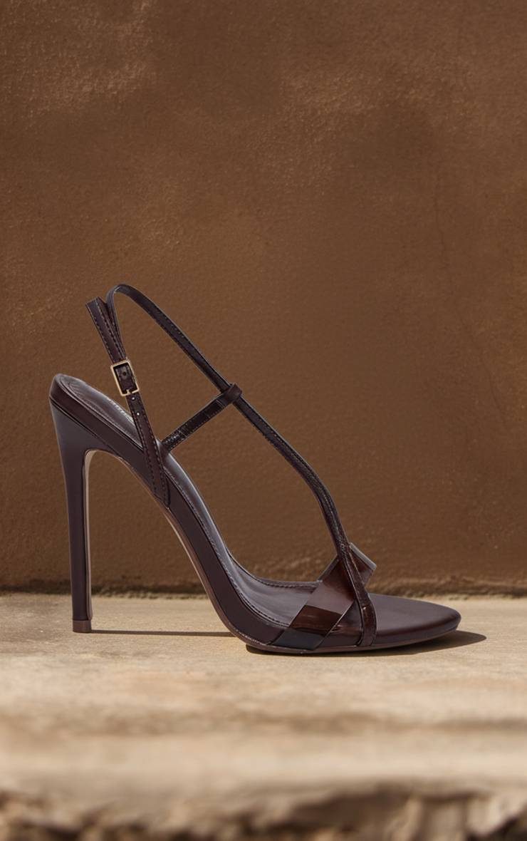 Chocolat Escarpins À Bride Arrière En Perspex À Talons Hauts